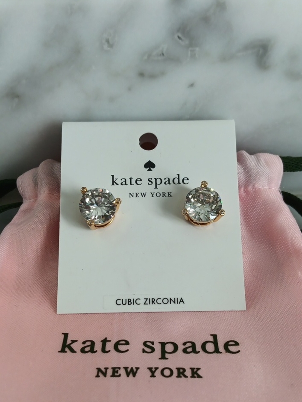 Kate Spade Rise and Shine Clear Cubic Zirconia Stud Earrings + Dust Bag NWT